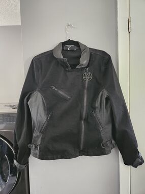 Killstar Black Moto-Style Bomber Jacket with Pentagram Charm